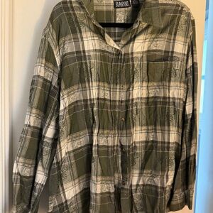 Black Rivet Olive Plaid Shirt